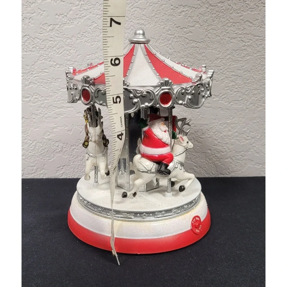Pan Asian Creations Light Up Musical Christmas Merry Go Round Carousel Santa